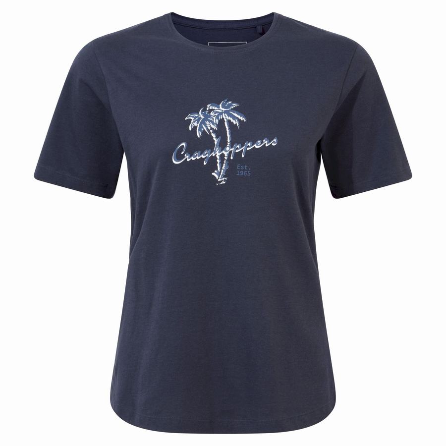 Camisetas Craghoppers Ally Corta Sleeved Mujer Azules Azul Marino | TPE7716OI