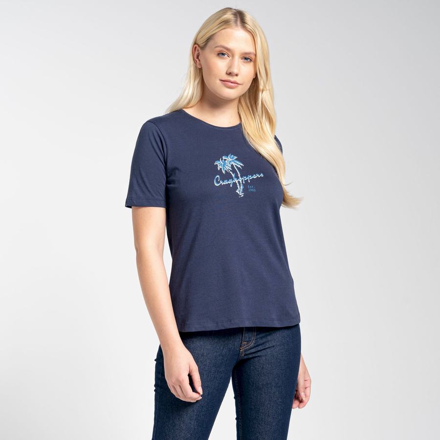 Camisetas Craghoppers Ally Corta Sleeved Mujer Azules Azul Marino | TPE7716OI