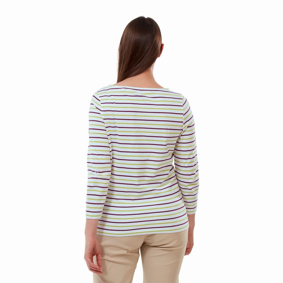 Camisetas Craghoppers Blanca 3/4 Sleeved Top Mujer Verdes Claro | WXN4616AJ