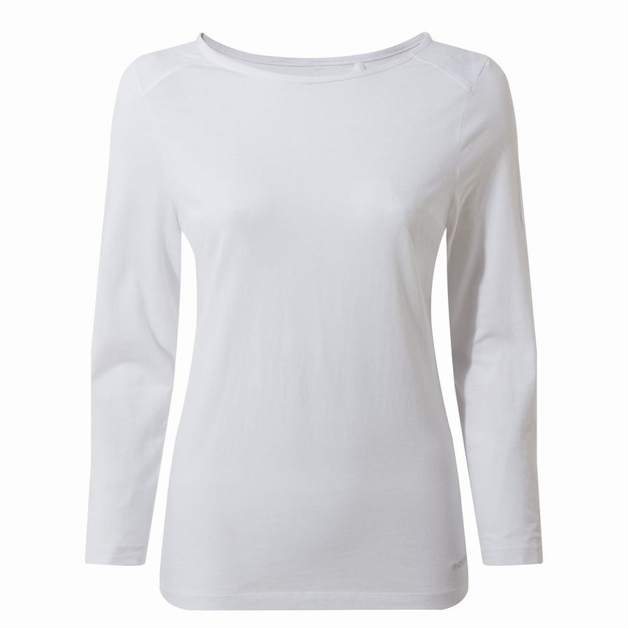 Camisetas Craghoppers Blanca 3/4 Sleeved Top Mujer Blancos | XJH4750IF