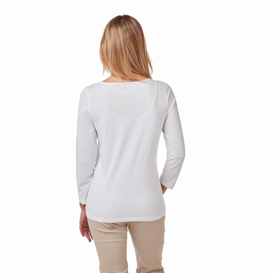 Camisetas Craghoppers Blanca 3/4 Sleeved Top Mujer Blancos | XJH4750IF