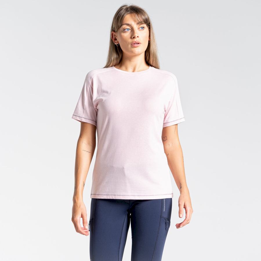 Camisetas Craghoppers Dynamic Corta Sleeved Mujer Rosas | YEM5056ZJ