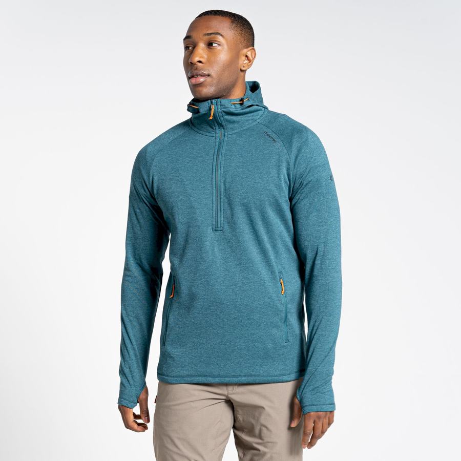 Camisetas Craghoppers Dynamic Encapuchado Half Zip Top Hombre Verdes | UYJ9457RJ