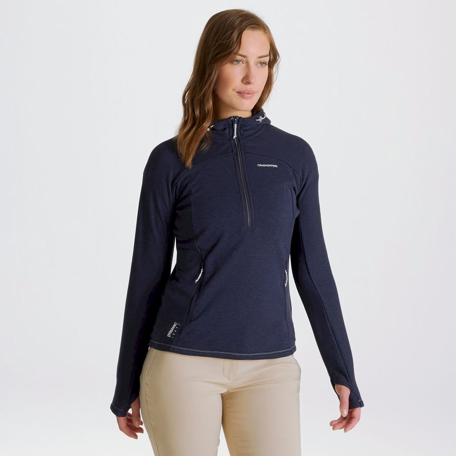 Camisetas Craghoppers Dynamic Encapuchado Half Zip Mujer Azules Azul Marino | XNP46100GD