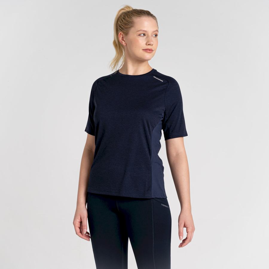 Camisetas Craghoppers Dynamic Pro Corta Sleeve Mujer Azules Azul Marino | WCH7874QW