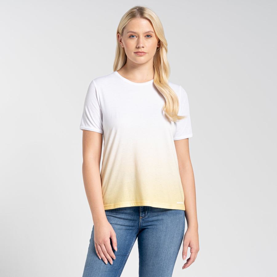 Camisetas Craghoppers Ilyse Corta Sleeved Mujer Blancos Amarillos | WSC6635GO