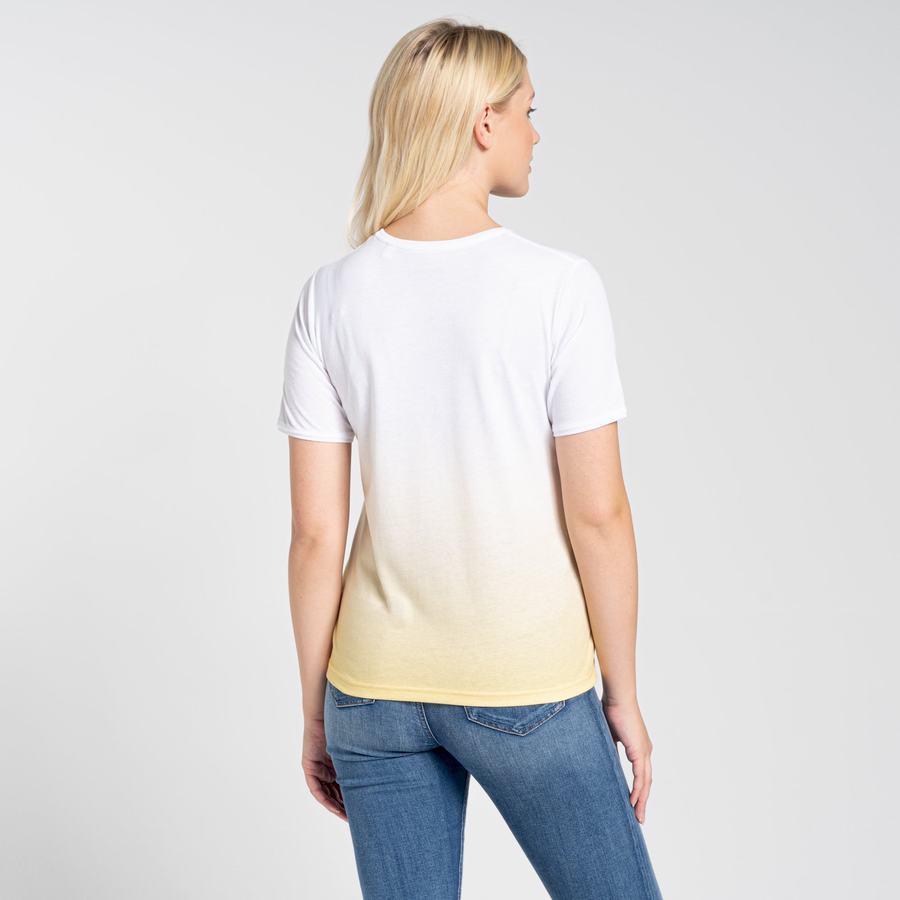 Camisetas Craghoppers Ilyse Corta Sleeved Mujer Blancos Amarillos | WSC6635GO