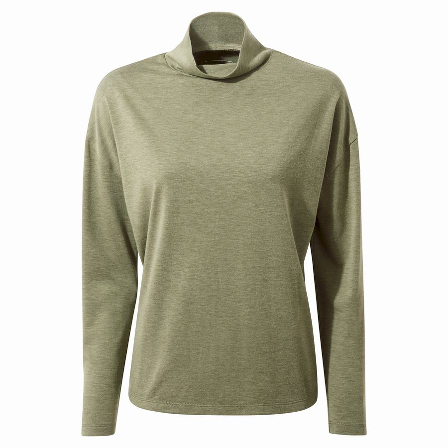 Camisetas Craghoppers Meridan Long Sleeved Mujer Verde Oliva | IWK9070XA