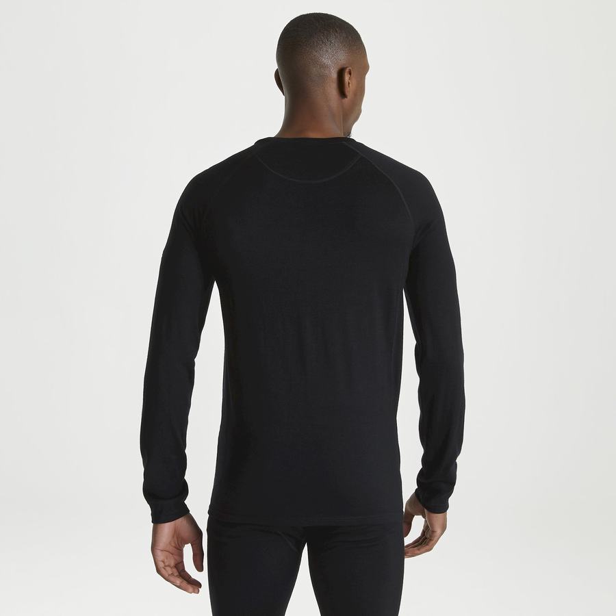 Camisetas Craghoppers Merino Crew Neck Long Sleeved Baselayer II Hombre Negros | YYP5112AT