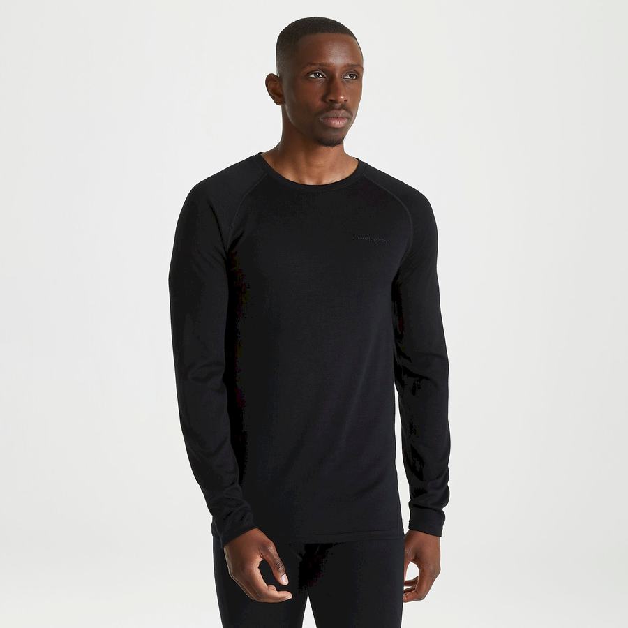 Camisetas Craghoppers Merino Crew Neck Long Sleeved Baselayer II Hombre Negros | YYP5112AT