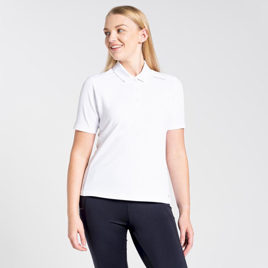 Camisetas Craghoppers NosiLife Corta Sleeved Polo Mujer Blancos | JYE7397BY