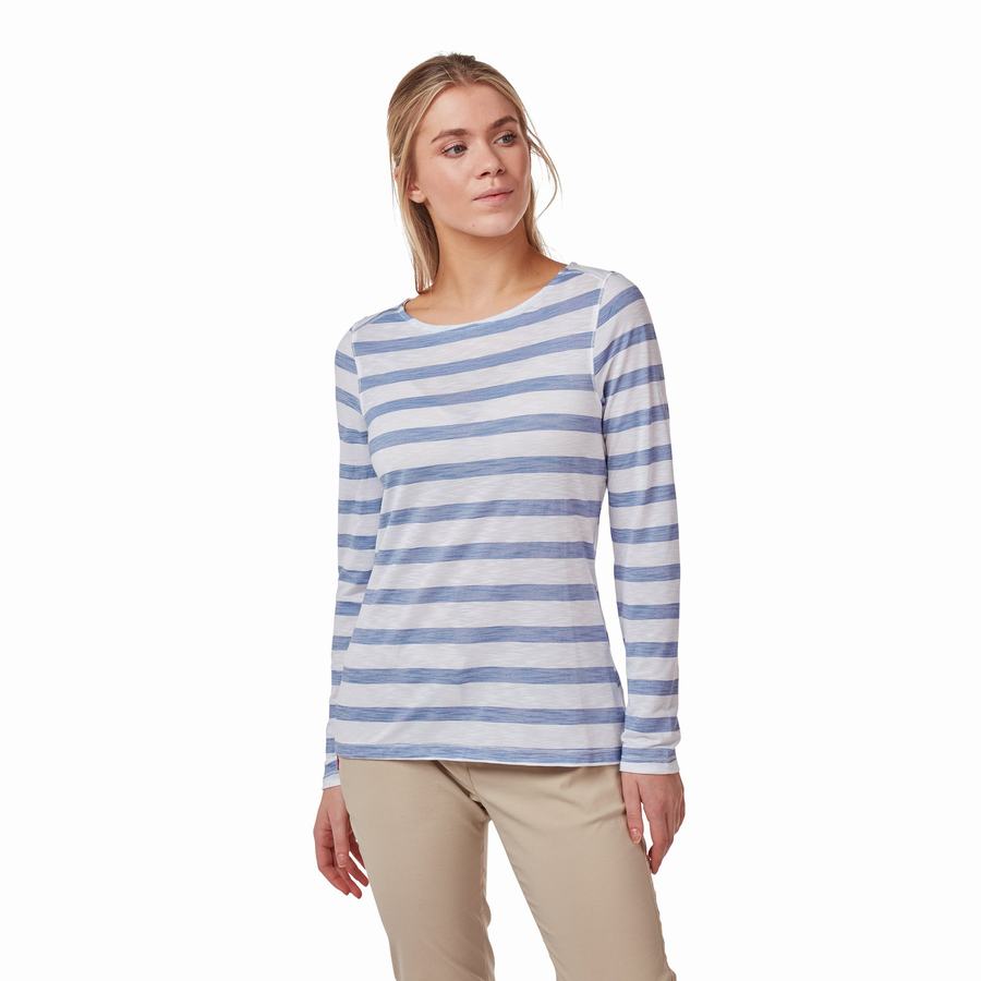 Camisetas Craghoppers NosiLife Erin Long Sleeved Mujer Azules | BXA9555AC