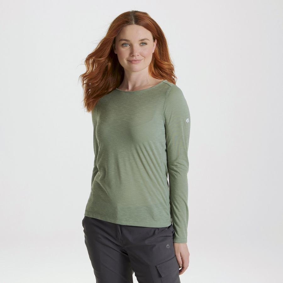 Camisetas Craghoppers NosiLife Erin Long Sleeved Mujer Verde Oliva | JWQ3425WR