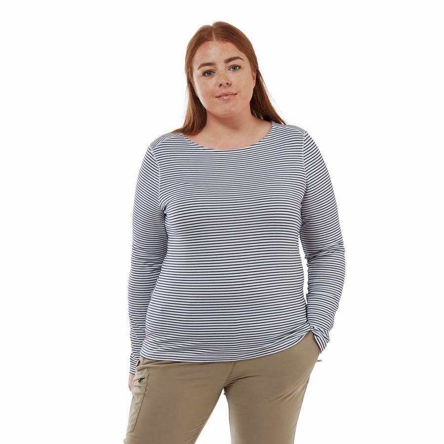 Camisetas Craghoppers NosiLife Erin Long Sleeved Mujer Azules Azul Marino | KYW50100UW