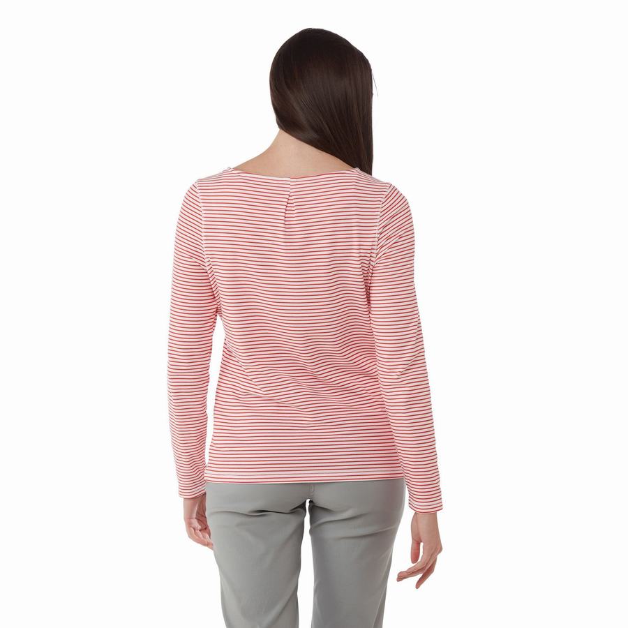 Camisetas Craghoppers NosiLife Erin Long Sleeved Mujer Rojos | LOY3363IA