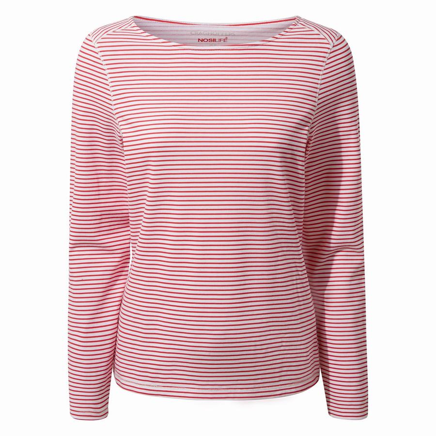 Camisetas Craghoppers NosiLife Erin Long Sleeved Mujer Rojos | LOY3363IA