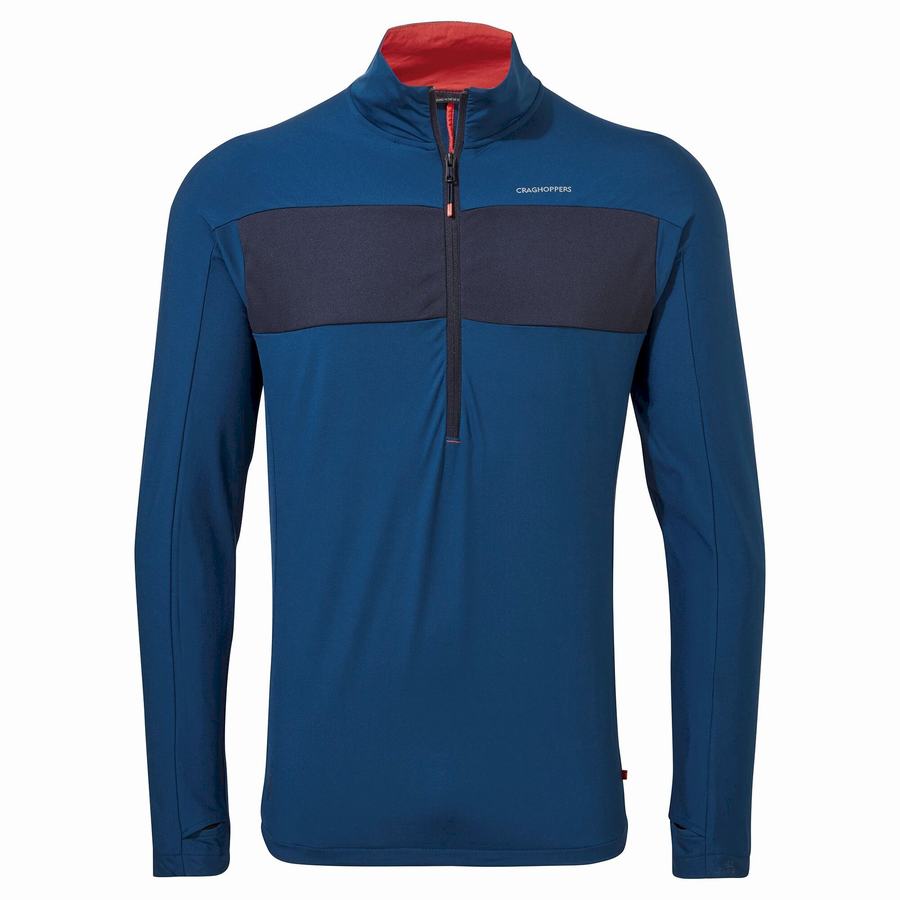 Camisetas Craghoppers NosiLife Valens Half Zip Hombre Azul Marino Azules | MRK7383RS