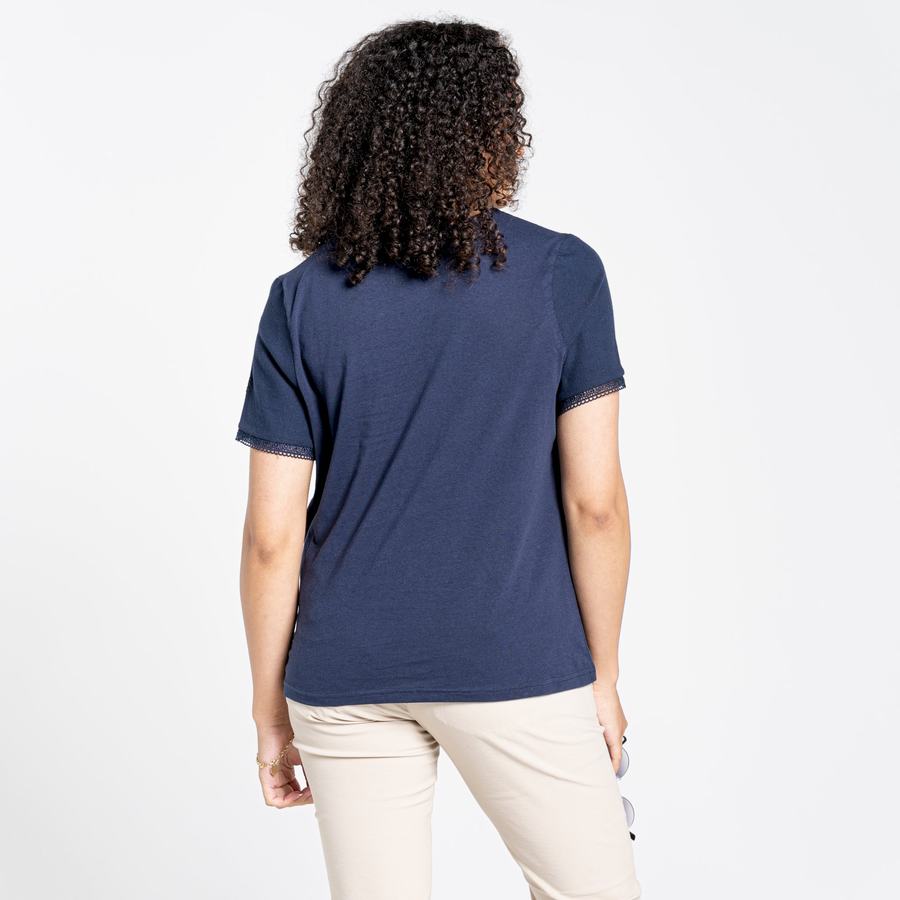 Camisetas Craghoppers Nosibotanical Lavern Corta Sleeved Mujer Azules Azul Marino | BYU9216FH