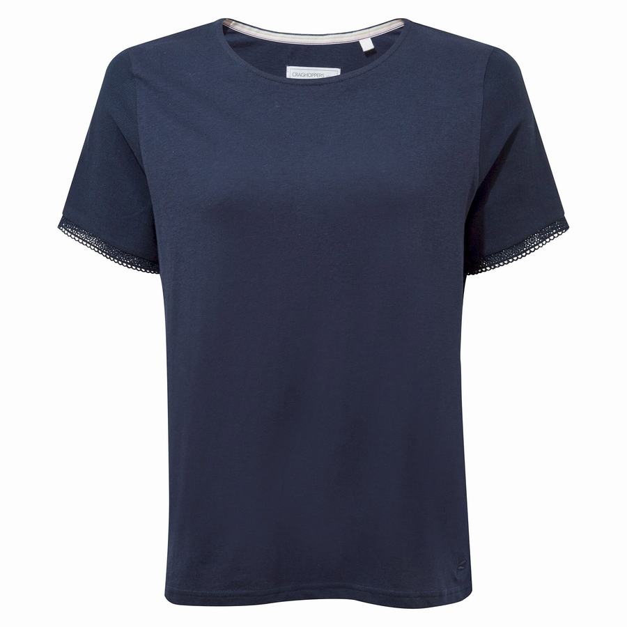 Camisetas Craghoppers Nosibotanical Lavern Corta Sleeved Mujer Azules Azul Marino | BYU9216FH