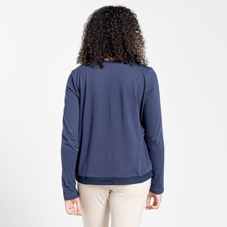 Camisetas Craghoppers Nosibotanical Magnolia Long Sleeved Mujer Azules Azul Marino | QLW639HF