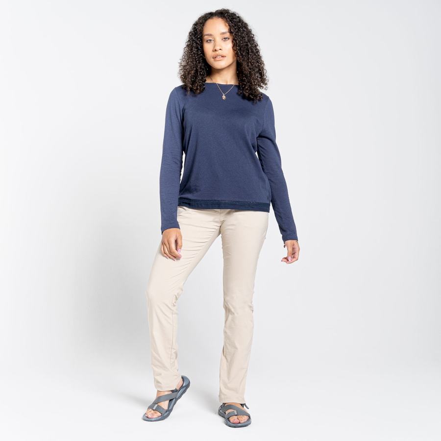 Camisetas Craghoppers Nosibotanical Magnolia Long Sleeved Mujer Azules Azul Marino | QLW639HF