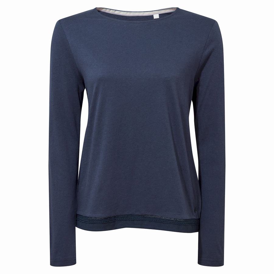 Camisetas Craghoppers Nosibotanical Magnolia Long Sleeved Mujer Azules Azul Marino | QLW639HF