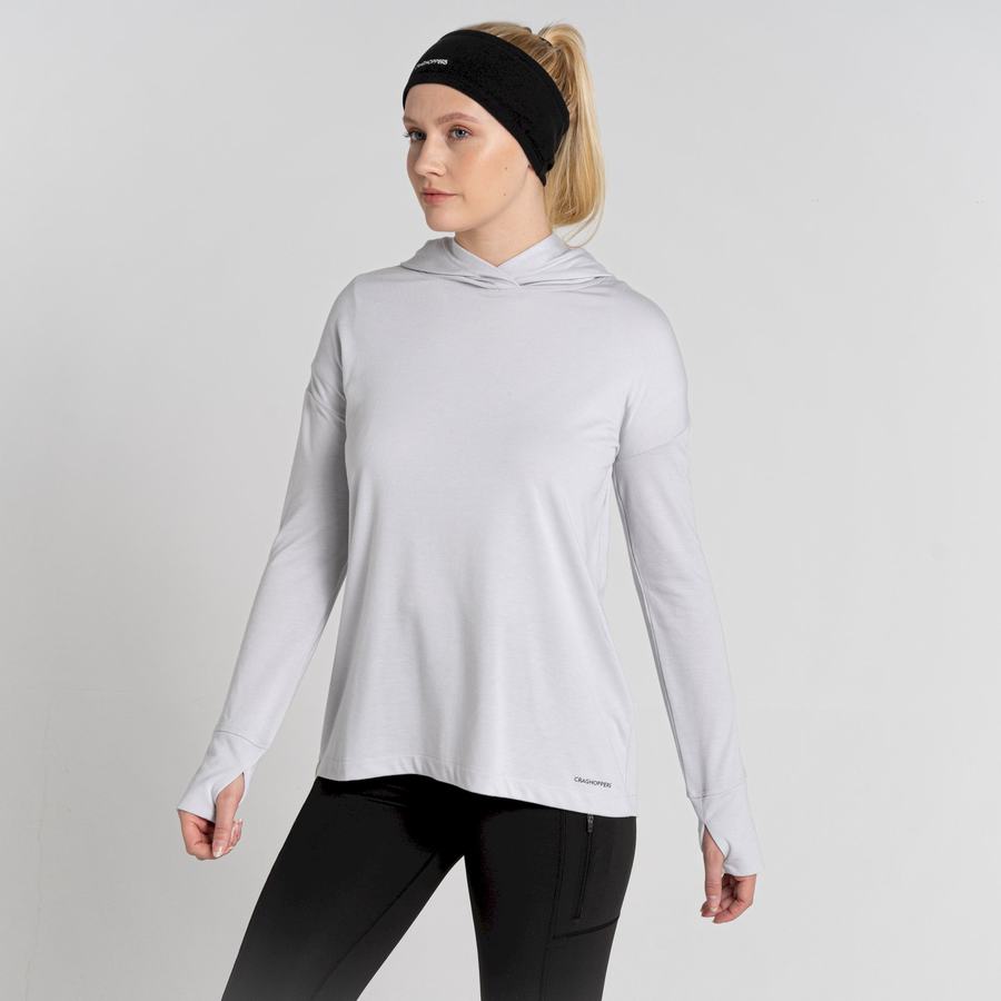 Camisetas Craghoppers Serrow Encapuchado Long Sleeved Mujer Plateados | VSU1372BE