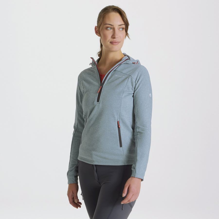 Jerséis Craghoppers Dynamic Encapuchado Half Zip Mujer Verdes Claro | ZGU3632LJ