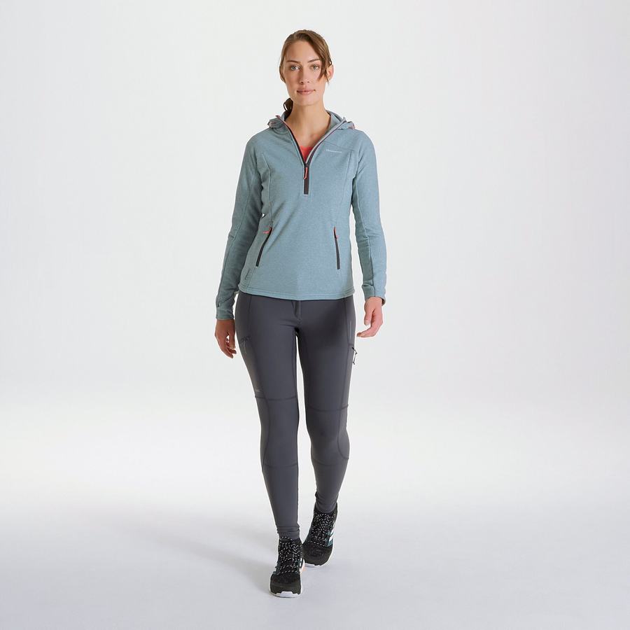 Jerséis Craghoppers Dynamic Encapuchado Half Zip Mujer Verdes Claro | ZGU3632LJ