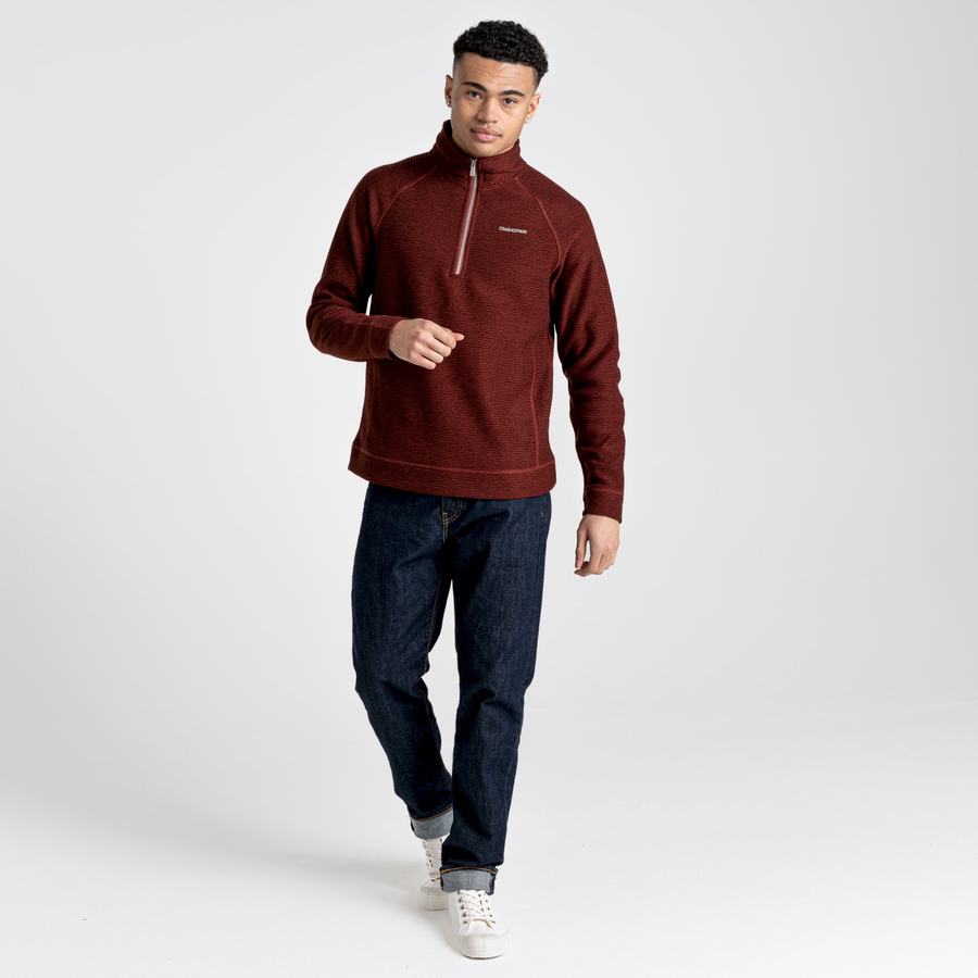 Jerséis Craghoppers Elton Half Zip Hombre Rojos Oscuro | HUG2336ZQ