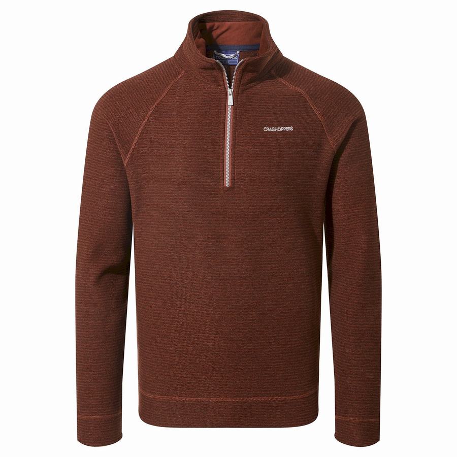 Jerséis Craghoppers Elton Half Zip Hombre Rojos Oscuro | HUG2336ZQ