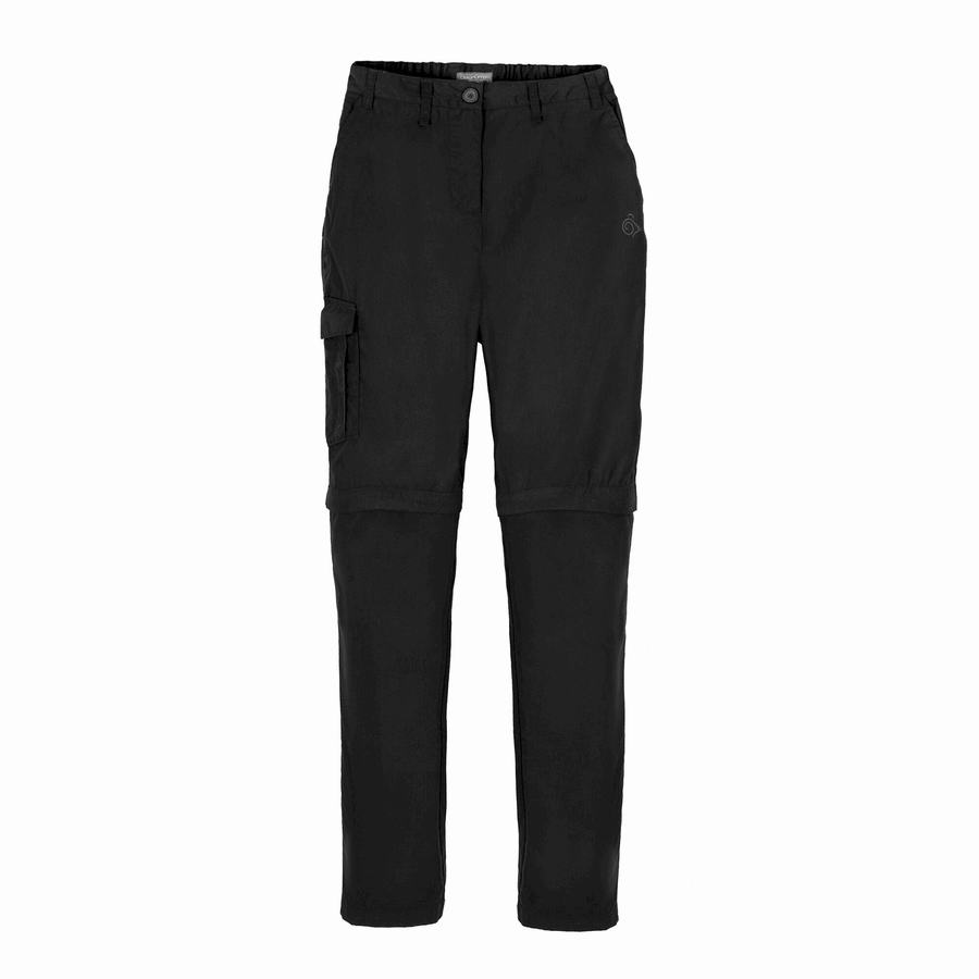 Pantalones Craghoppers Expert Kiwi Mujer Negros | KFP2379NZ